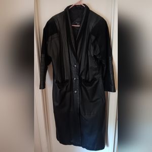 Leather Coat Long Women's Vintage 80's 90's